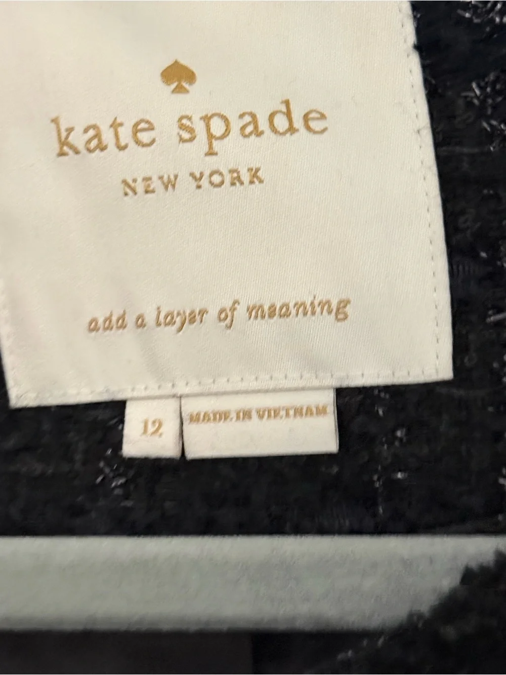 Kate Spade Classic Black Tweed Long Coat with Pearl Buttons size 12 Fall